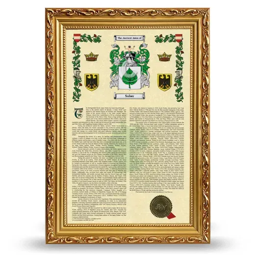 Suber Armorial History Framed - Gold