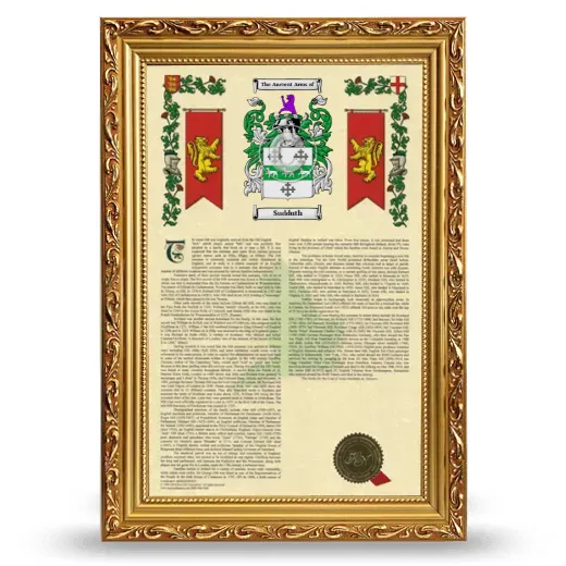 Sudduth Armorial History Framed - Gold