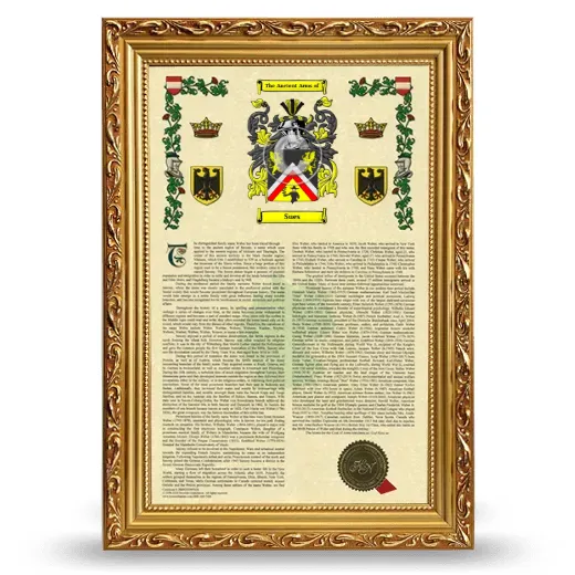 Sues Armorial History Framed - Gold