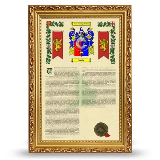 Suklin Armorial History Framed - Gold