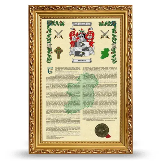 Sullivan Armorial History Framed - Gold