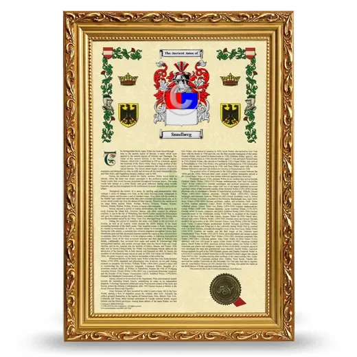 Sundberg Armorial History Framed - Gold