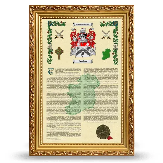 Sunders Armorial History Framed - Gold