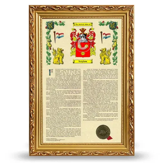 Sutphen Armorial History Framed - Gold