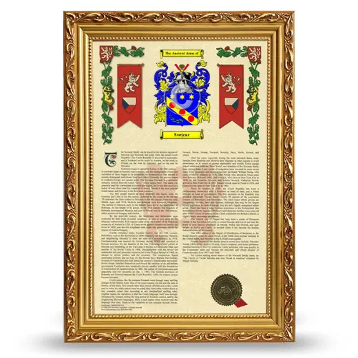 Svejcar Armorial History Framed - Gold