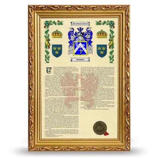Svensen Armorial History Framed - Gold