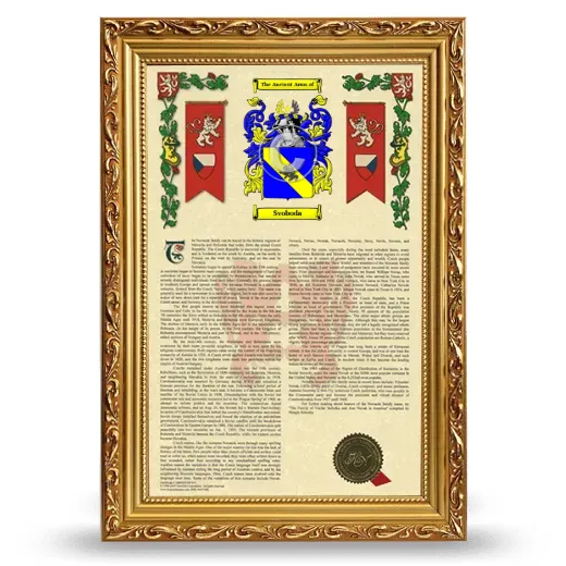 Svoboda Armorial History Framed - Gold