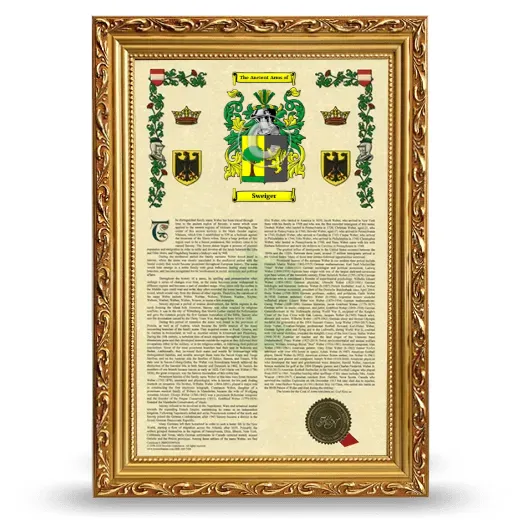 Sweiger Armorial History Framed - Gold