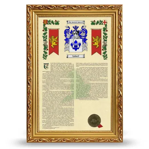 Sydserf Armorial History Framed - Gold