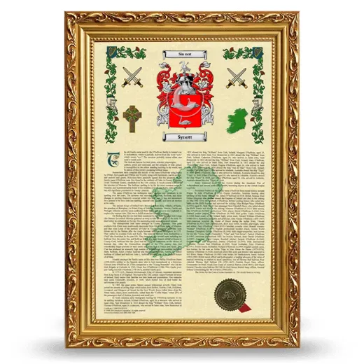 Synott Armorial History Framed - Gold