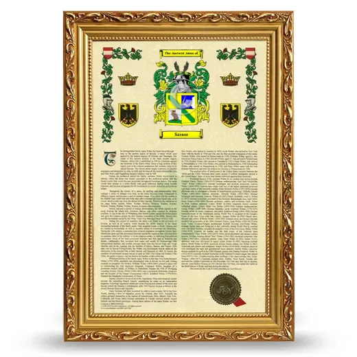 Szram Armorial History Framed - Gold