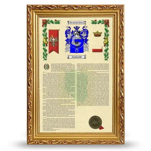 Szymanski Armorial History Framed - Gold
