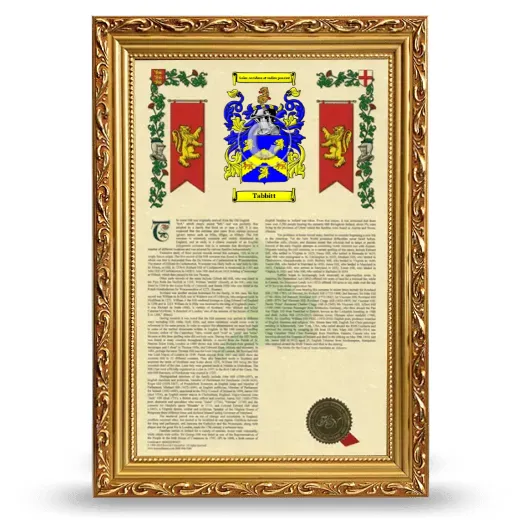 Tabbitt Armorial History Framed - Gold