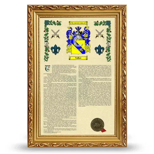 Talbot Armorial History Framed - Gold