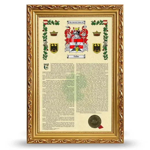 Taller Armorial History Framed - Gold