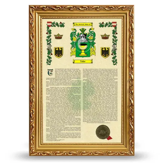 Talor Armorial History Framed - Gold