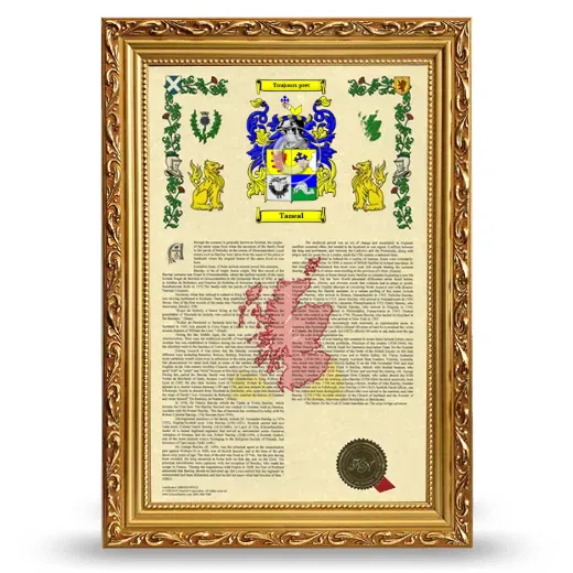Taneal Armorial History Framed - Gold