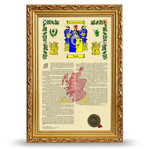 Tarvis Armorial History Framed - Gold