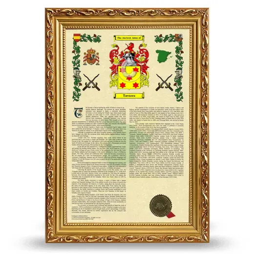 Tavarez Armorial History Framed - Gold