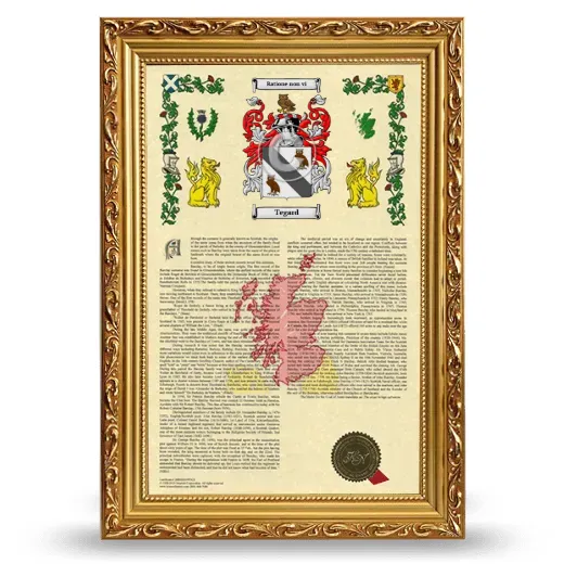 Tegard Armorial History Framed - Gold