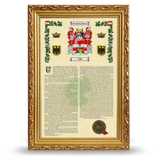 Tell Armorial History Framed - Gold