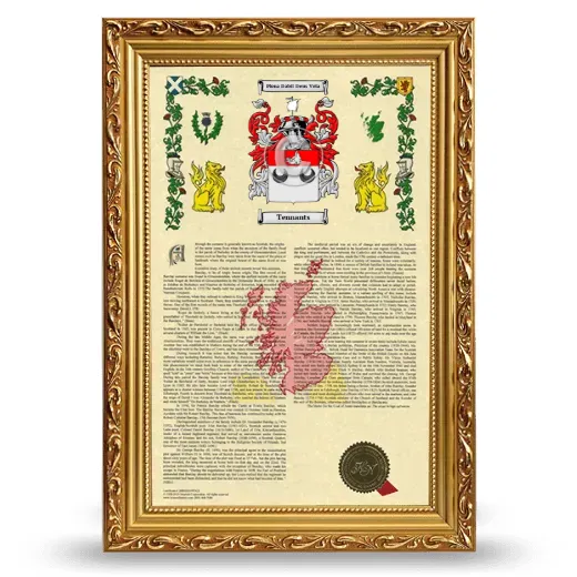 Tennants Armorial History Framed - Gold