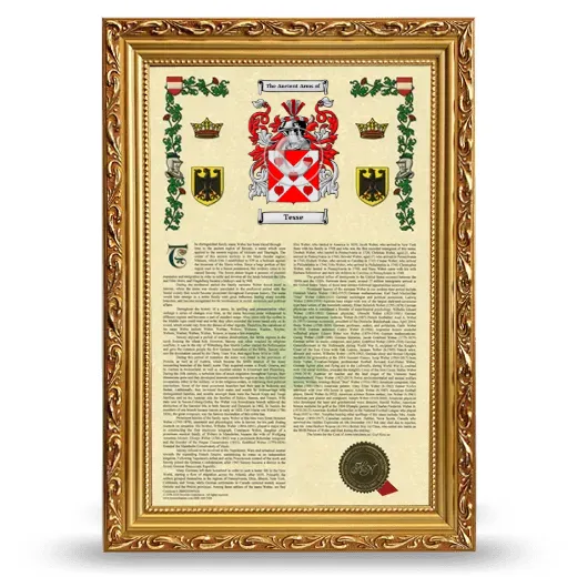 Tesse Armorial History Framed - Gold