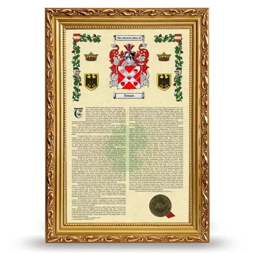 Tesses Armorial History Framed - Gold