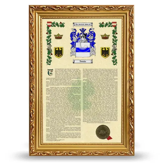 Tessin Armorial History Framed - Gold