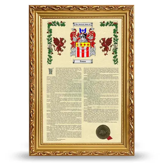 Tewer Armorial History Framed - Gold