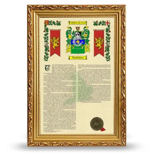 Thackaberry Armorial History Framed - Gold