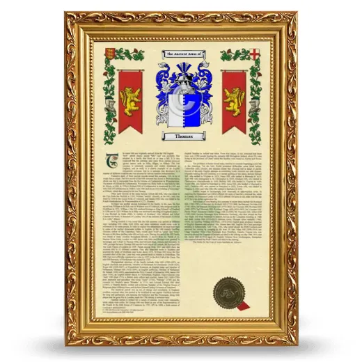 Thomas Armorial History Framed - Gold