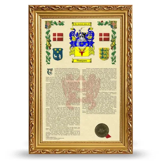 Thompsen Armorial History Framed - Gold