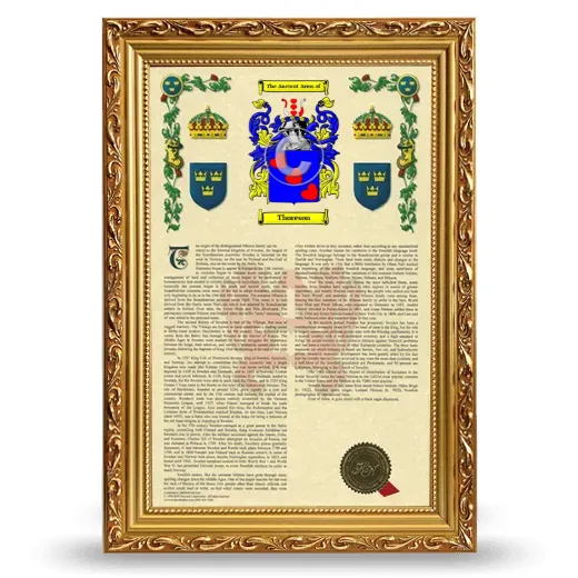 Thoreson Armorial History Framed - Gold