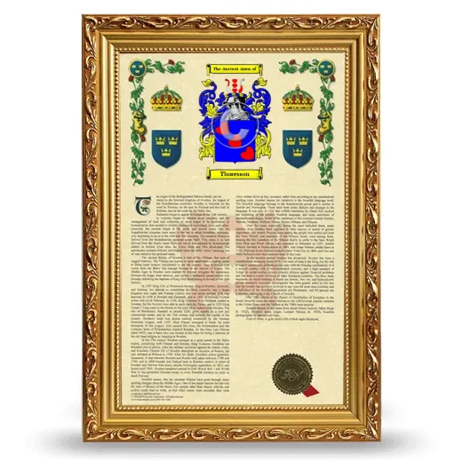 Thoresson Armorial History Framed - Gold