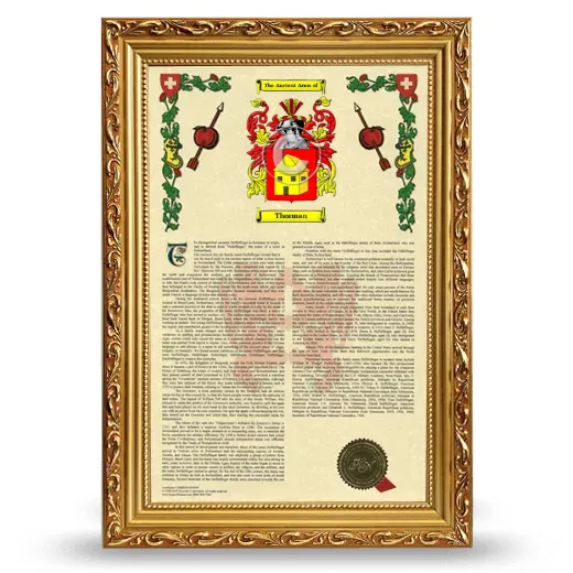 Thorman Armorial History Framed - Gold