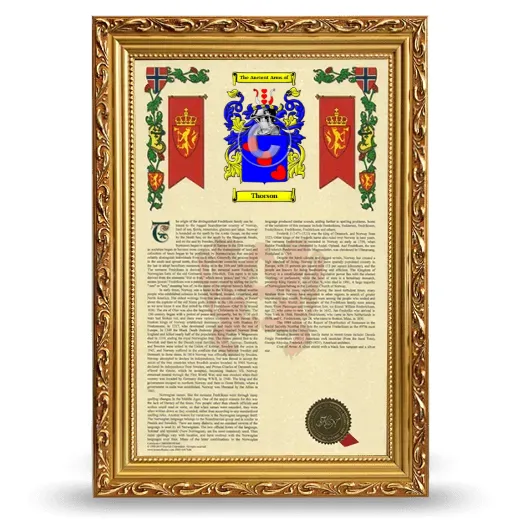 Thorson Armorial History Framed - Gold