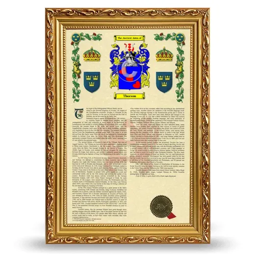 Thorson Armorial History Framed - Gold
