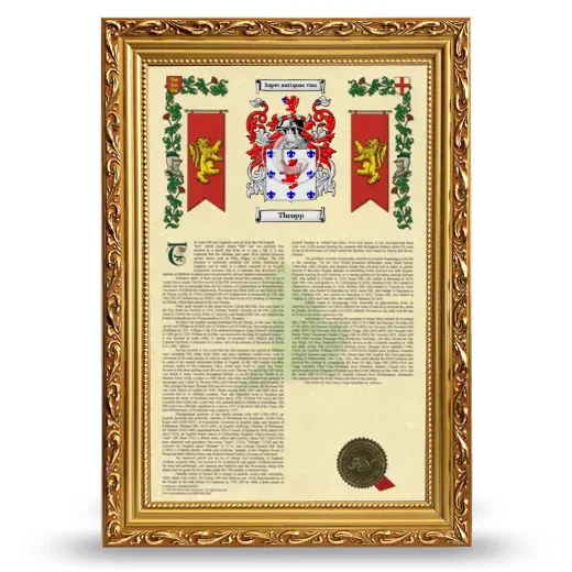 Thropp Armorial History Framed - Gold
