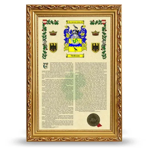 Tiedeman Armorial History Framed - Gold
