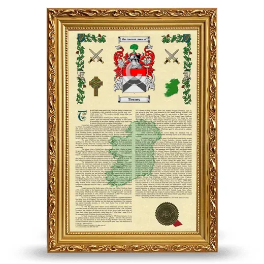 Tierney Armorial History Framed - Gold