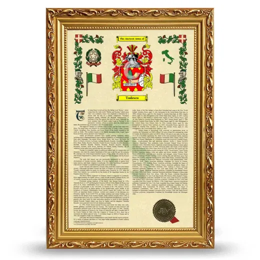 Todesco Armorial History Framed - Gold