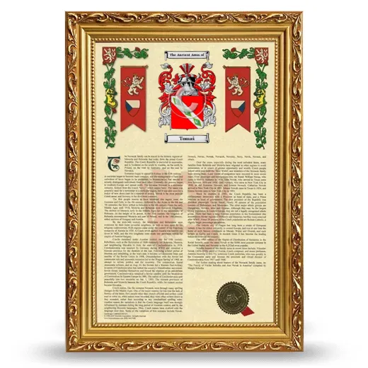 Tomaš Armorial History Framed - Gold