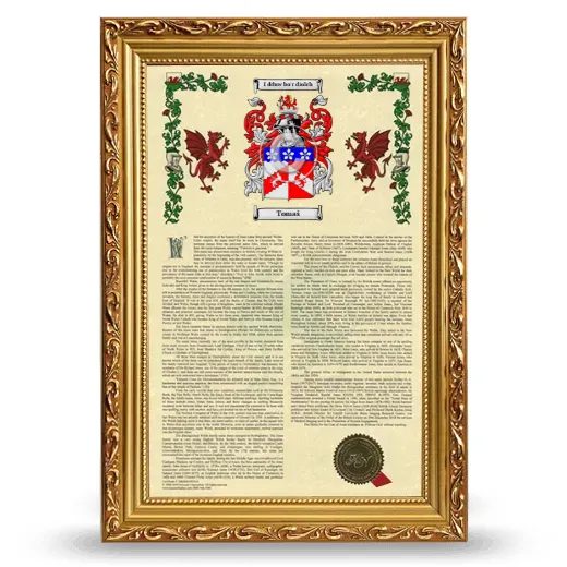 Tomaš Armorial History Framed - Gold