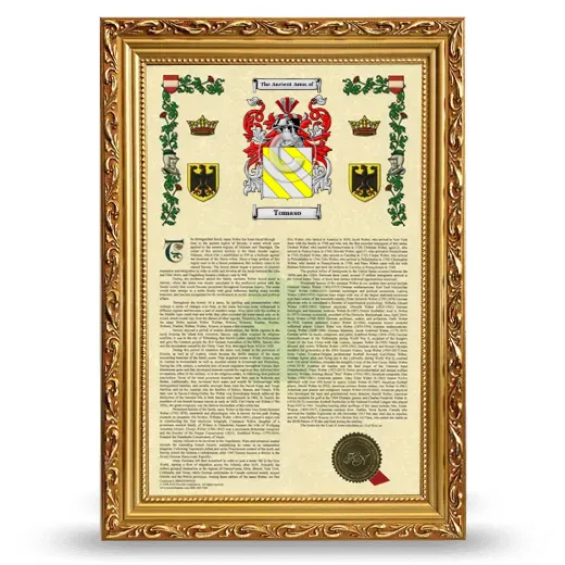 Tomaso Armorial History Framed - Gold