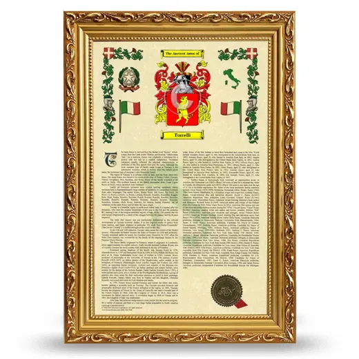 Torrelli Armorial History Framed - Gold