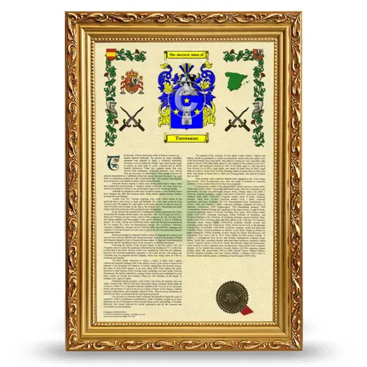 Torresano Armorial History Framed - Gold