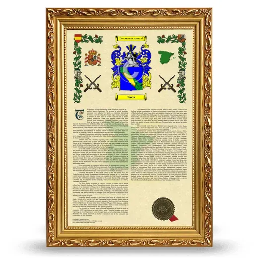 Tovia Armorial History Framed - Gold