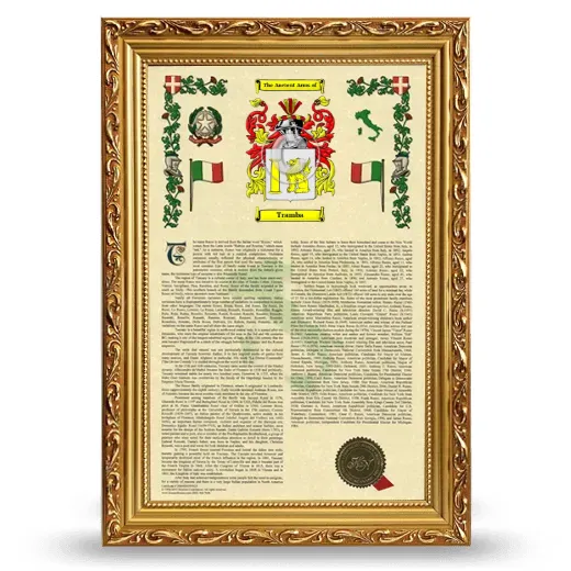 Tramba Armorial History Framed - Gold