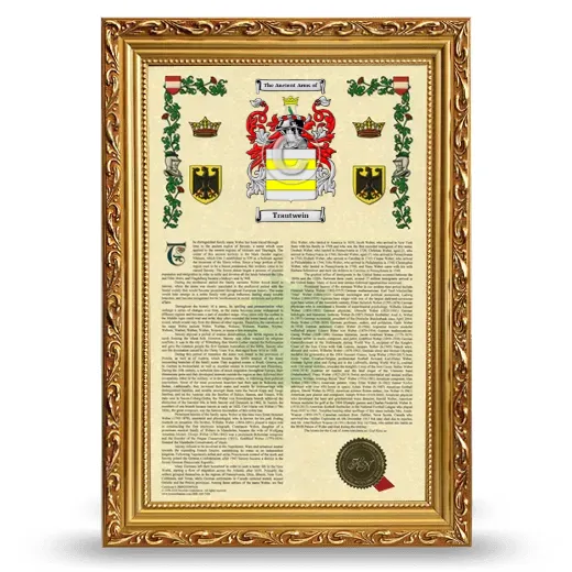 Trautwein Armorial History Framed - Gold